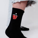 Beer Pong | Embroidered Organic Cotton Sock