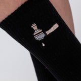 Screen carrier & tamper | Embroidered organic cotton socks
