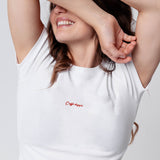 Caffé doppio | Besticktes Bio Baumwoll Cropped T-Shirt