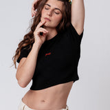 Cheers Collection | Besticktes Bio Baumwoll Cropped T-Shirt