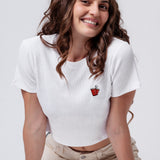 Beerpong | Besticktes Bio Baumwoll Cropped T-Shirt