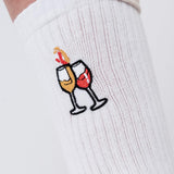 Wine Duet | Embroidered organic cotton socks