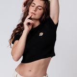 Flat White | Besticktes Bio Baumwoll Cropped T-Shirt