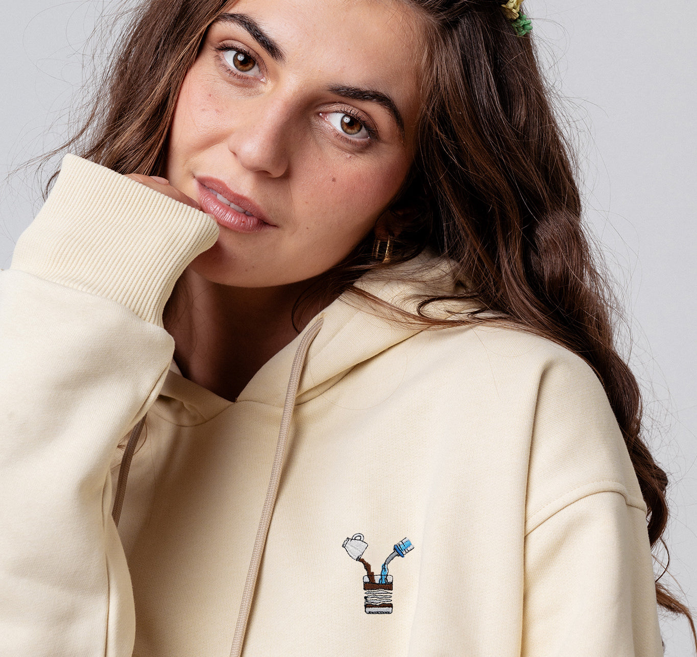 Liquid Coffee | Bestickter Bio-Baumwoll Unisex Hoodie