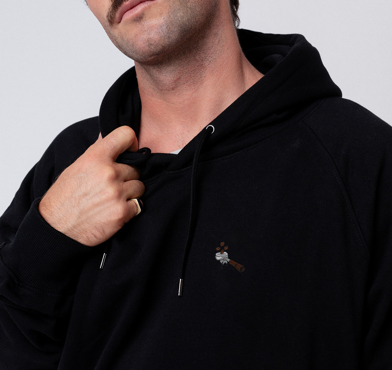 Siebträger Beans | Bestickter Bio Baumwoll Unisex Hoodie