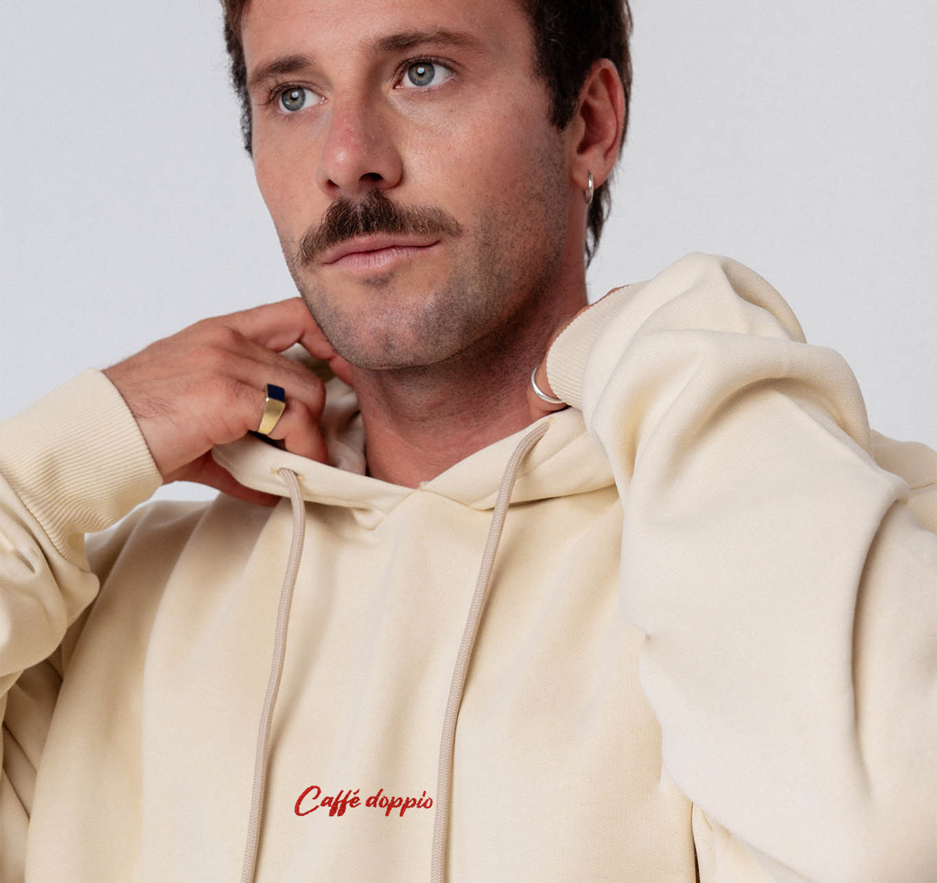 Caffé doppio | Bestickter Bio Baumwoll Unisex Hoodie