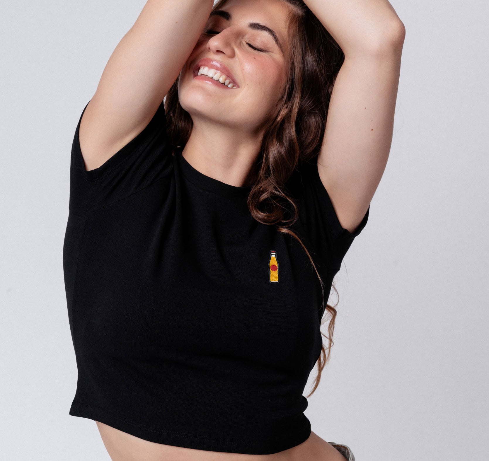 Sinalco | Besticktes Bio Baumwoll Cropped T-Shirt