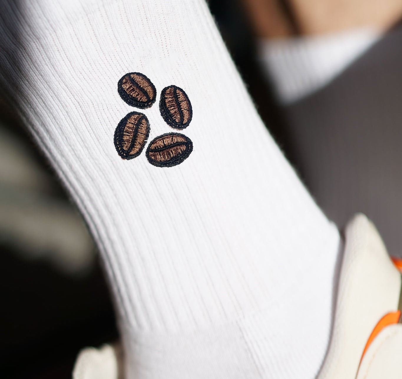 Coffee Beans | Embroidered organic cotton socks