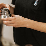 Espresso maker Boom | Embroidered organic cotton women's T-shirt