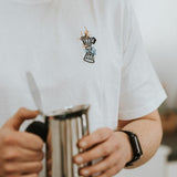 Espressokocher Boom | Besticktes Organic Bio Baumwoll Unisex T-Shirt