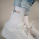 Screen carrier & tamper | Embroidered organic cotton socks