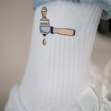 Screen carrier & tamper | Embroidered organic cotton socks