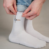 Screen carrier & tamper | Embroidered organic cotton socks
