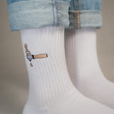 Screen carrier & tamper | Embroidered organic cotton socks