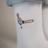 Screen carrier & tamper | Embroidered organic cotton socks