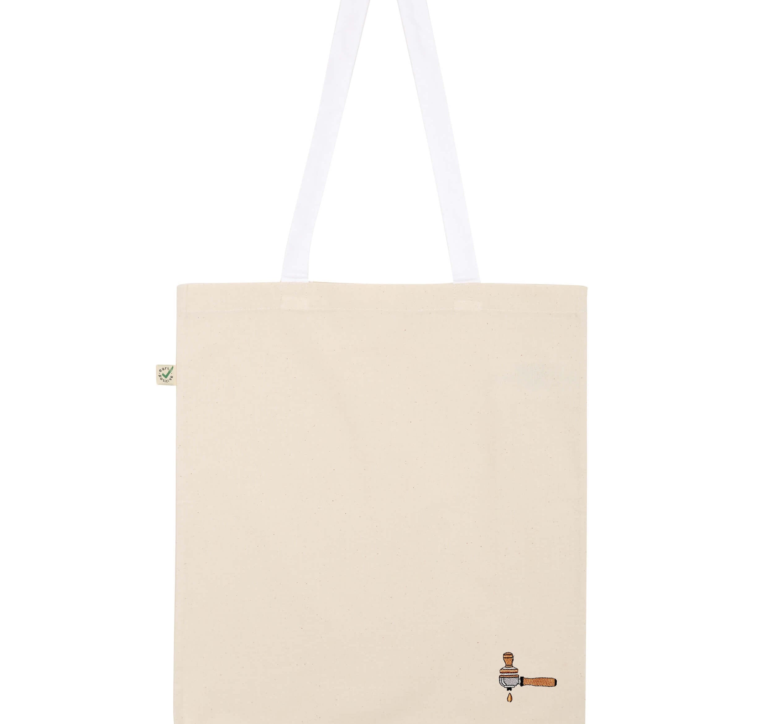 Portafilter & tamper | Embroidered organic cotton carrier bag