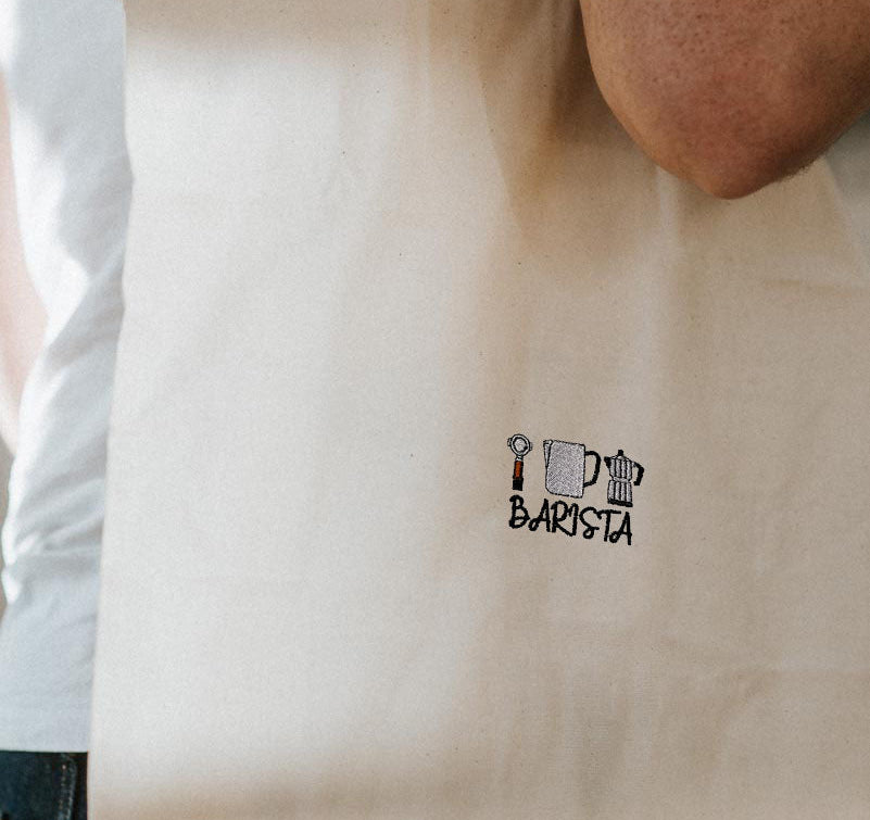 Barista Set | Embroidered organic cotton tote bag