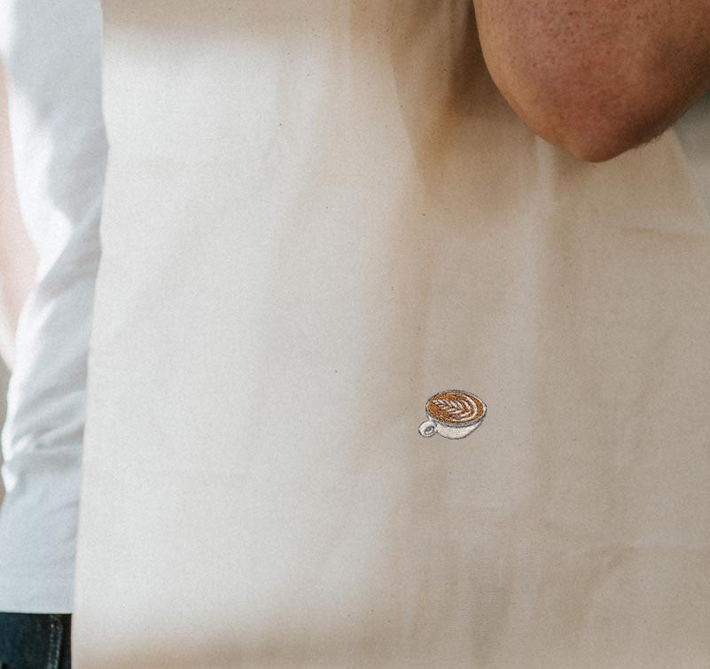 Flat White | Embroidered organic cotton tote bag
