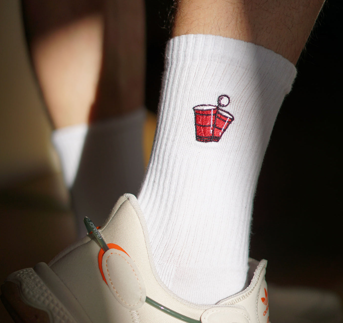 Beer Pong | Embroidered Organic Cotton Sock