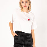 Beerpong | Besticktes Bio Baumwoll Cropped T-Shirt