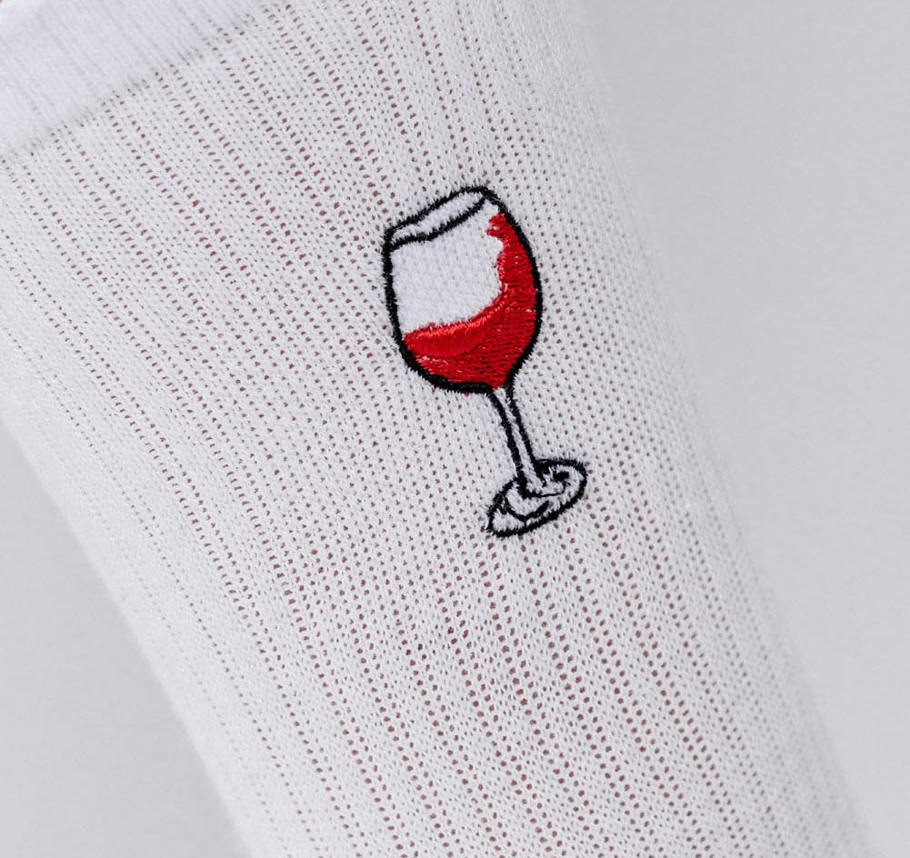 Glass of red wine | Embroidered organic cotton socks