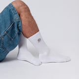 Flat White | Embroidered organic cotton socks