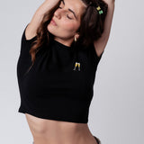Sekt | Besticktes Bio Baumwoll Cropped T-Shirt