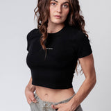 Skinny Bitch | Besticktes Bio Baumwoll Cropped T-Shirt