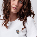 Kaffee Hipster | Besticktes Bio Baumwoll Cropped T-Shirt