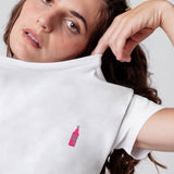 dos mas| Besticktes Bio Baumwoll Frauen T-Shirt