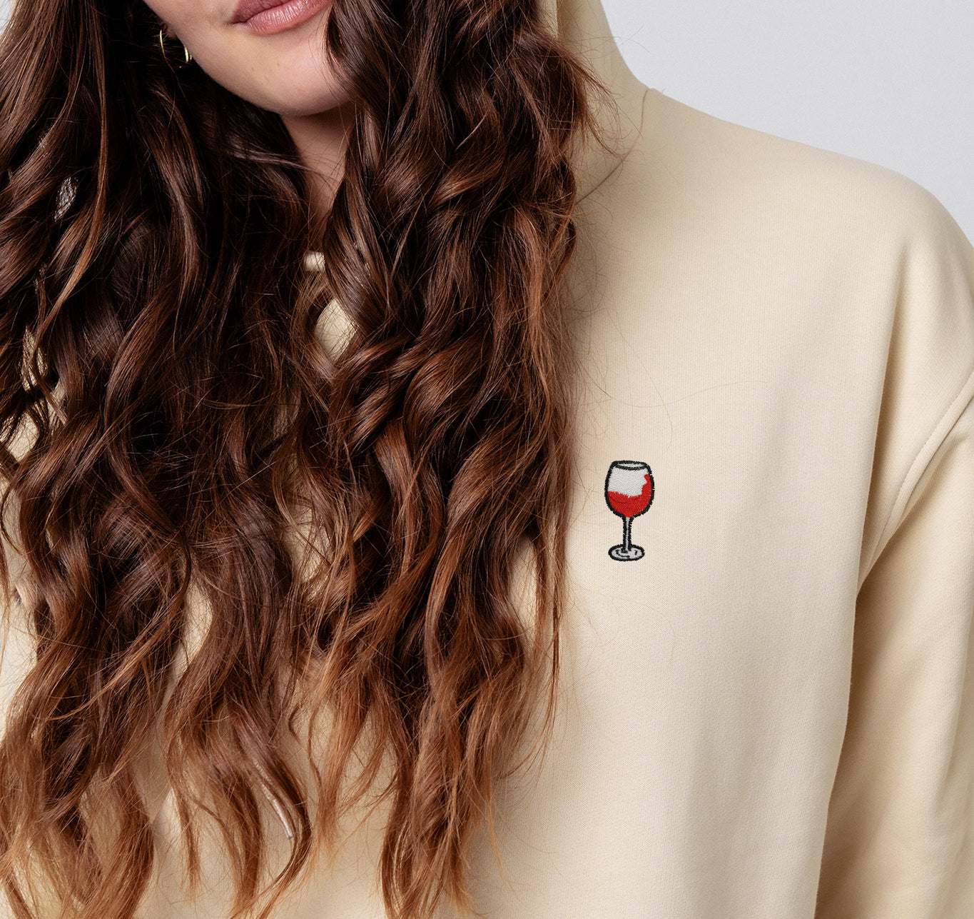 Glass of Red | Embroidered Organic Cotton Women's Hoodie