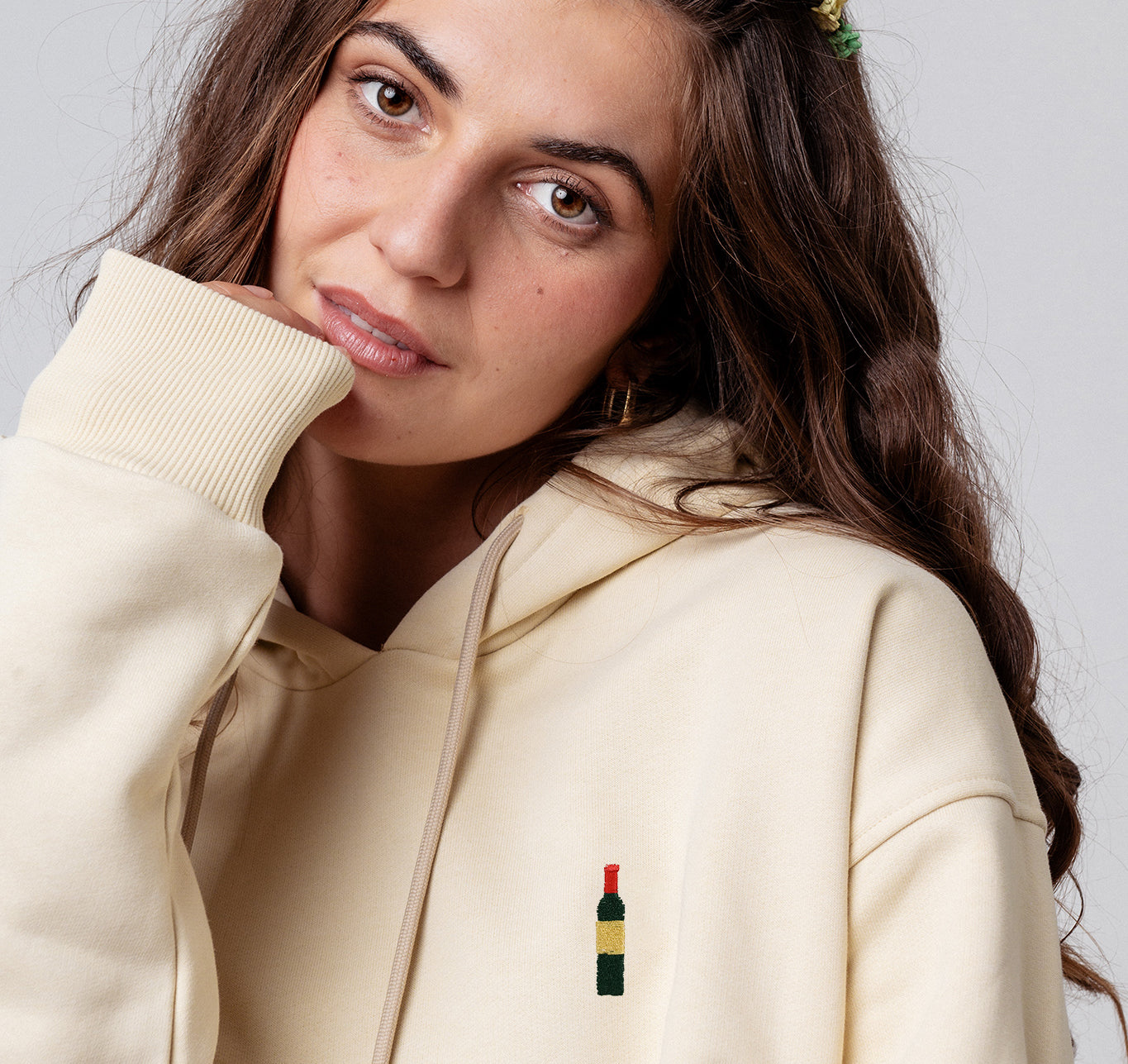 Wine Bottle | Embroidered Organic Cotton Women's Hoodie