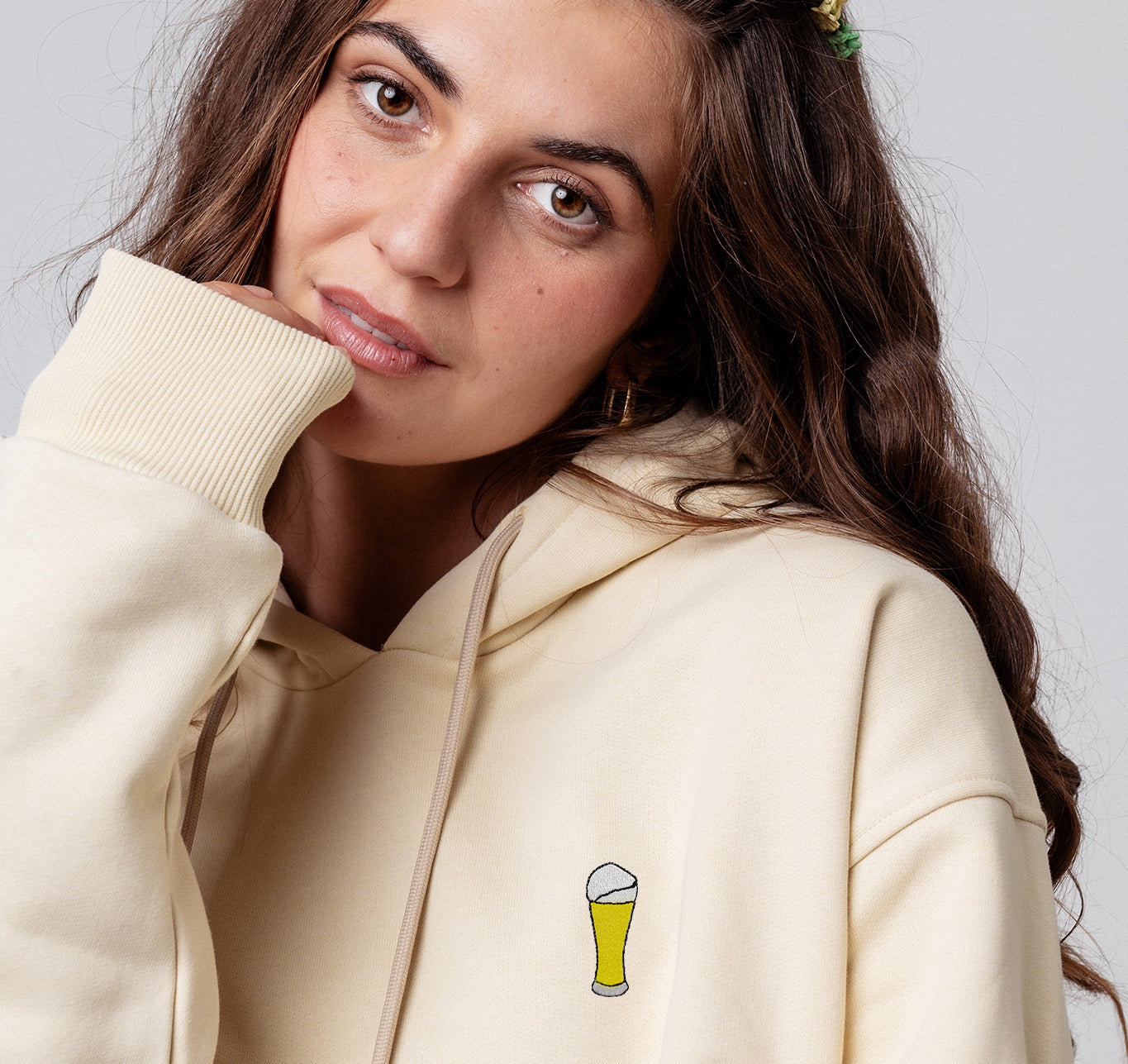 White Beer | Embroidered Organic Cotton Women's Hoodie