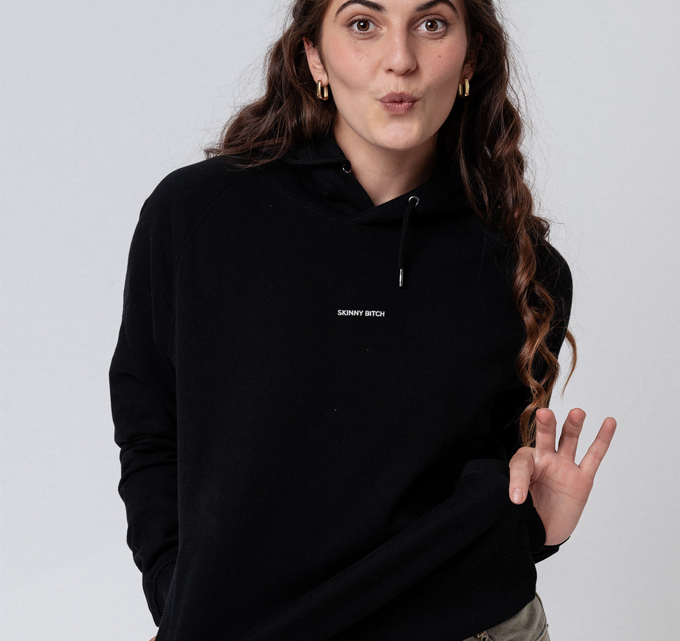 Skinny Bitch | Embroidered organic cotton women's hoodie