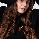 Beer Pong Brim Shot | women's Embroidered Organic Cotto Hoodie