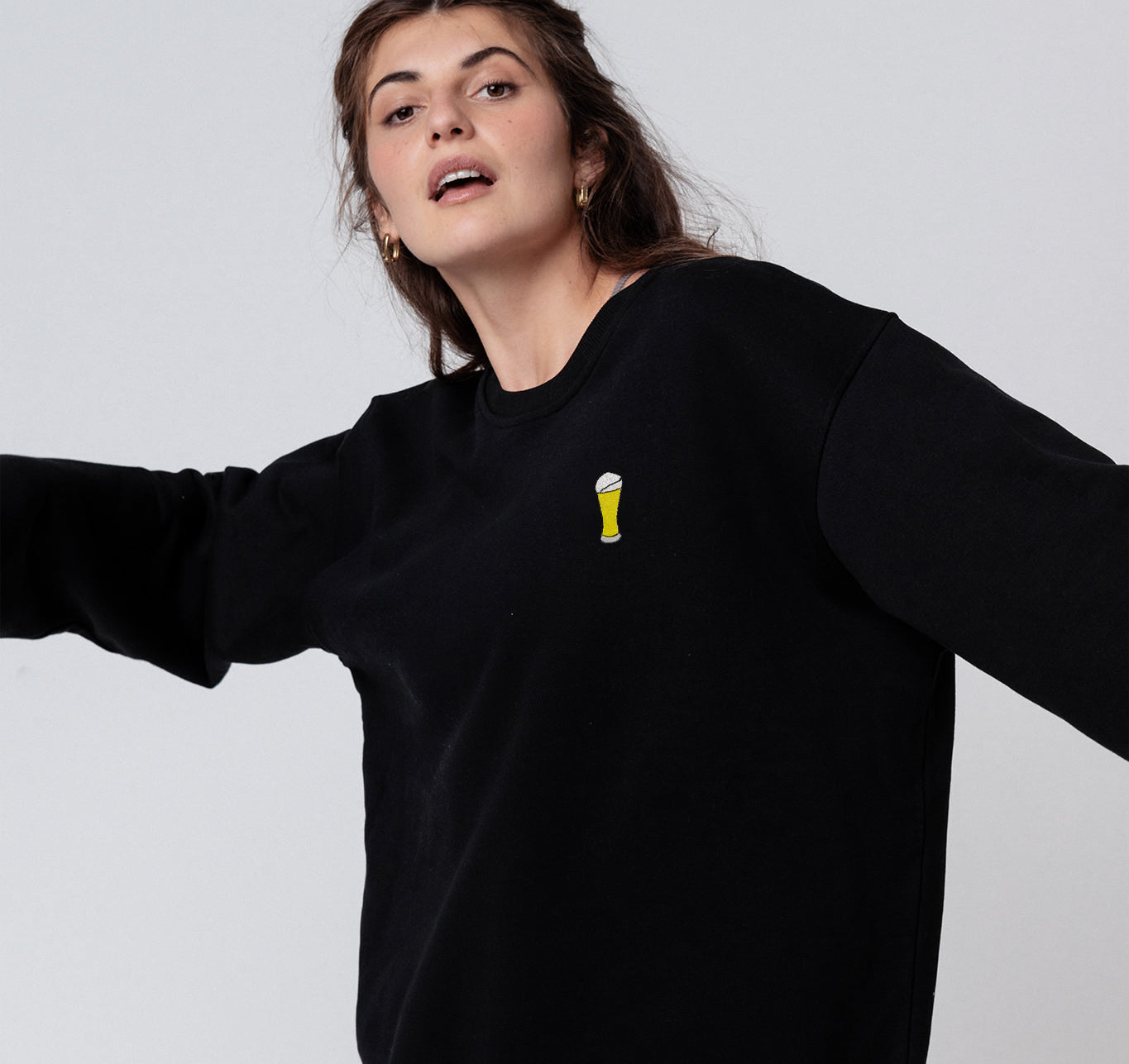 White Beer | Embroidered Organic Cotton Women's Sweater
