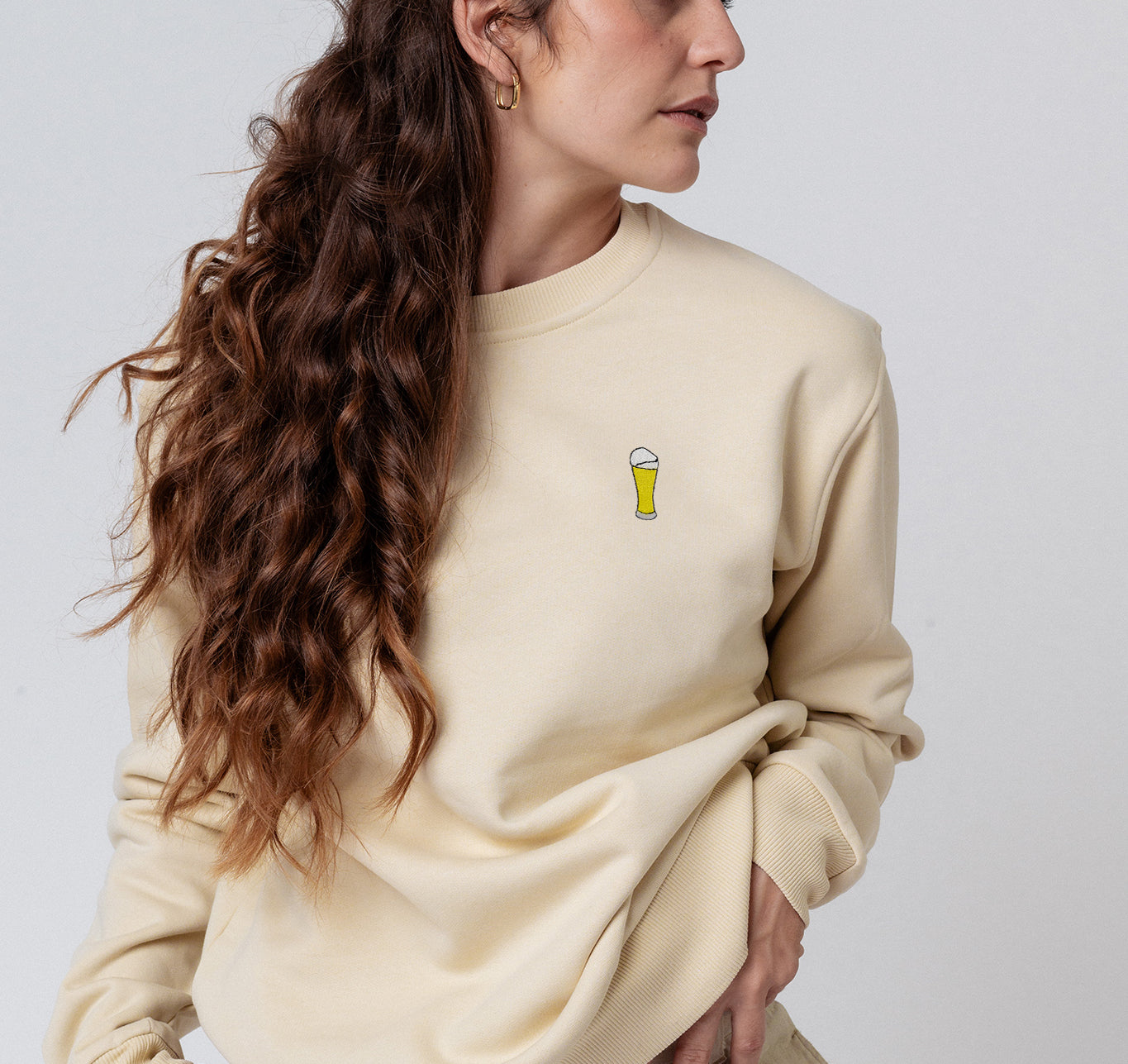 Weißbier | Bestickter Bio-Baumwoll Unisex Pullover