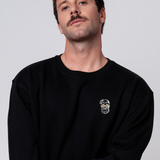 Kaffee Hipster | Bestickter Bio-Baumwoll Unisex Pullover