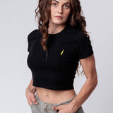 Pallini Limoncello | Besticktes Bio Baumwoll Cropped T-Shirt
