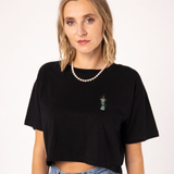 Espressokocher Boom | Besticktes Bio Baumwoll Cropped T-Shirt