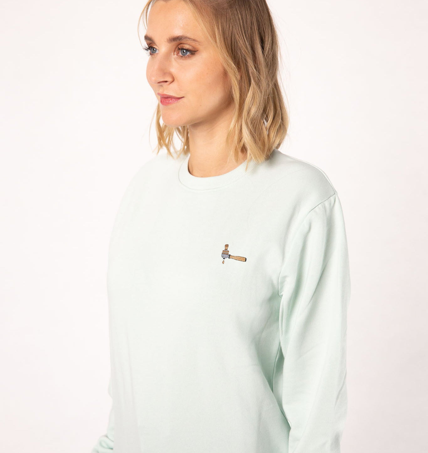 Screen carrier & tamper | Embroidered organic cotton women's sweater