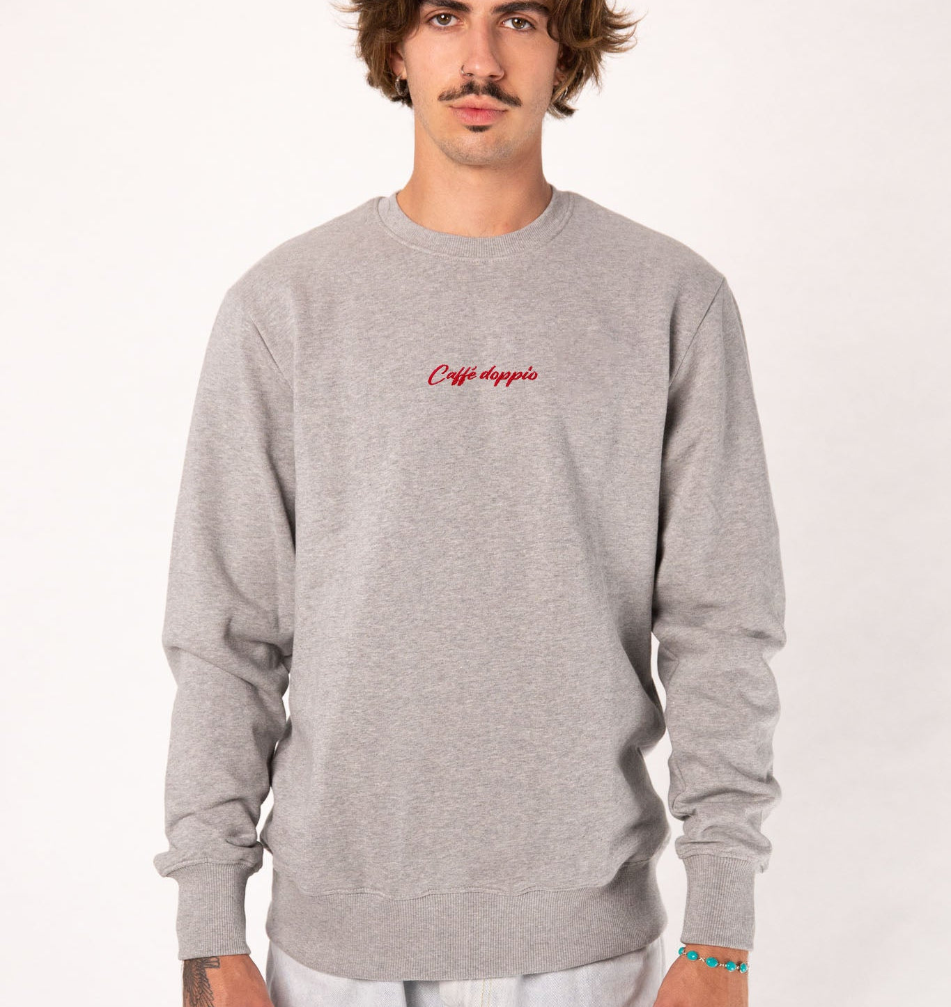 Caffé doppio | Bestickter Bio-Baumwoll Unisex Pullover