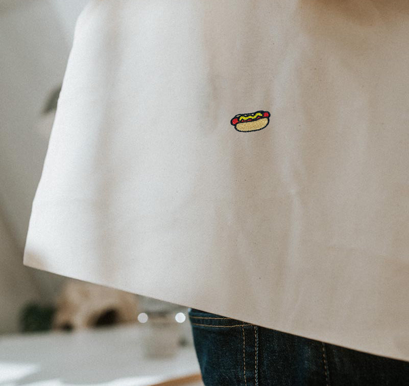 Hot Dog | Bestickte Bio Baumwoll Tasche