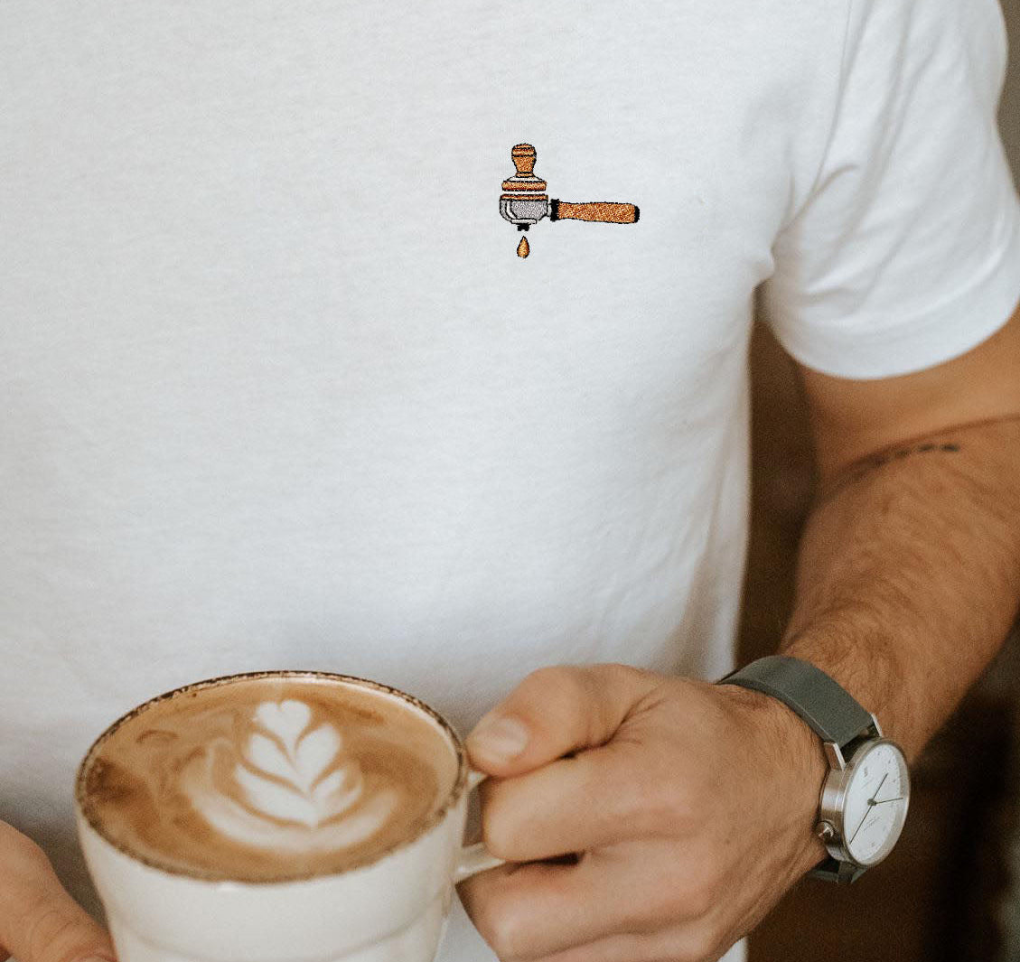 Sieve carrier & tamper | Embroidered organic cotton T-shirt