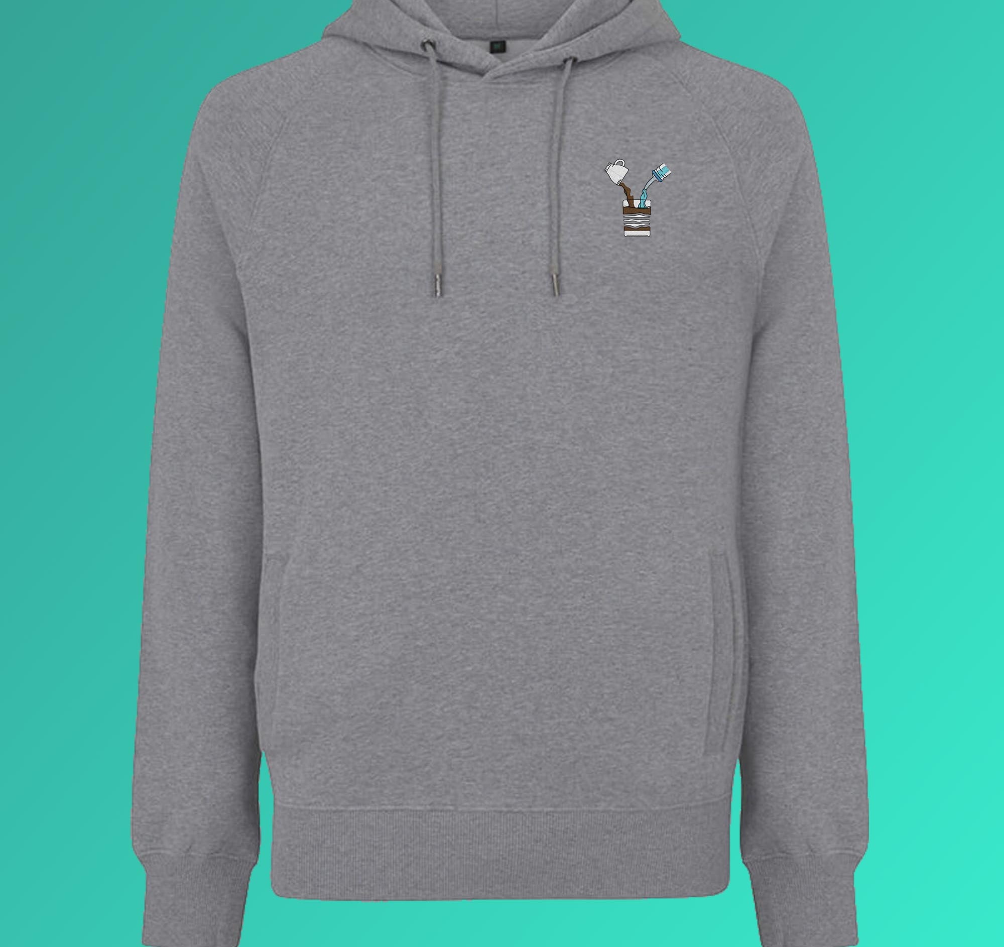 Liquid Coffee | Embroidered Organic Cotton Men Hoodie