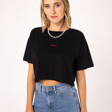 Cheers Collection | Besticktes Bio Baumwoll Cropped T-Shirt